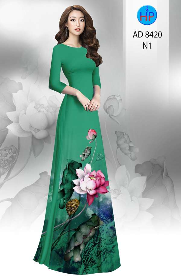 Vải Áo Dài Hoa Sen Độc Đáo AD 8420 49 Vải Áo Dài Hoa Sen Độc Đáo AD 8420
