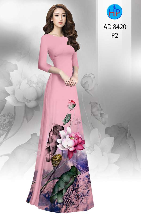 Vải Áo Dài Hoa Sen Độc Đáo AD 8420 50 Vải Áo Dài Hoa Sen Độc Đáo AD 8420