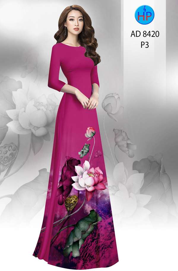 Vải Áo Dài Hoa Sen Độc Đáo AD 8420 53 Vải Áo Dài Hoa Sen Độc Đáo AD 8420