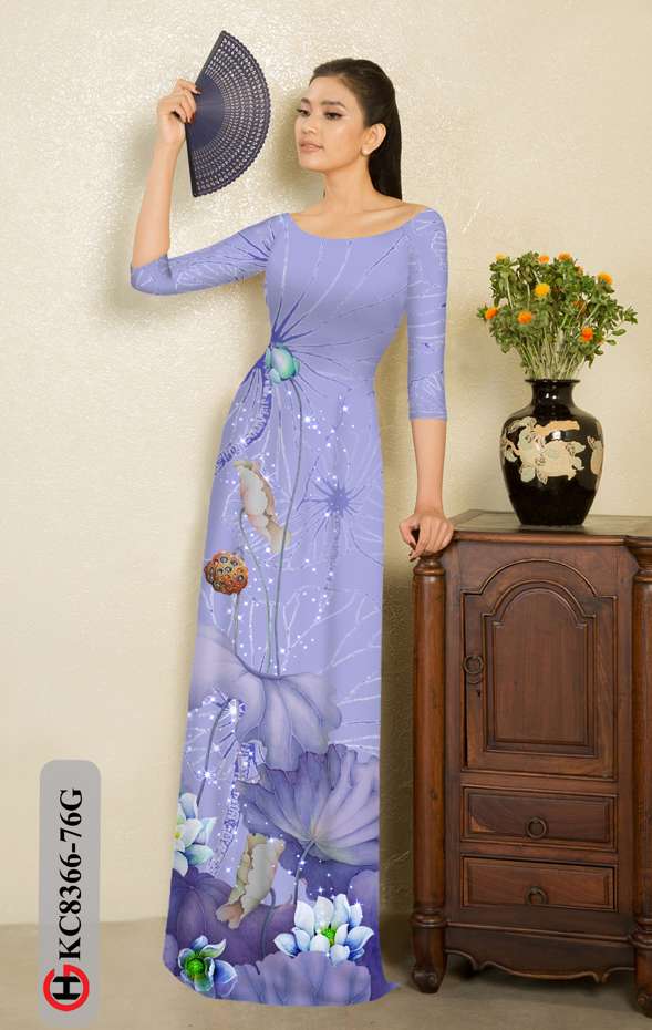 Vải Áo Dài Hoa Sen Thiết Kế 2021 AD KC8366 36 Vải Áo Dài Hoa Sen Thiết Kế 2021 AD KC8366