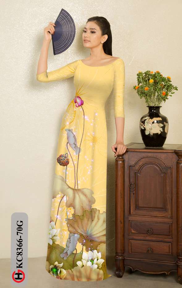 Vải Áo Dài Hoa Sen Thiết Kế 2021 AD KC8366 35 Vải Áo Dài Hoa Sen Thiết Kế 2021 AD KC8366