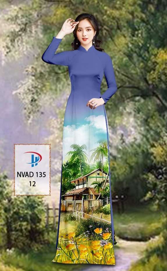 Vải Áo Dài Phong Cảnh Thiết Kế 2021 AD NVAD135