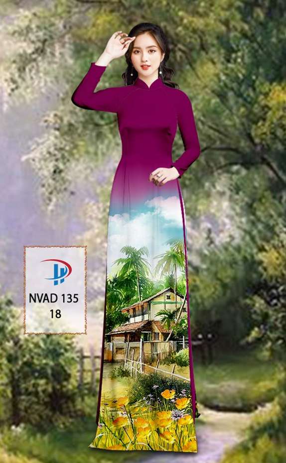 Vải Áo Dài Phong Cảnh Thiết Kế 2021 AD NVAD135