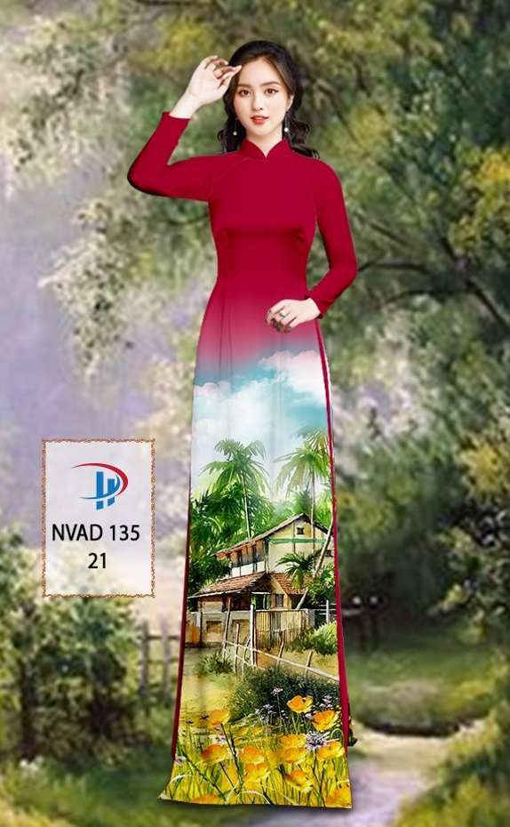 Vải Áo Dài Phong Cảnh Thiết Kế 2021 AD NVAD135