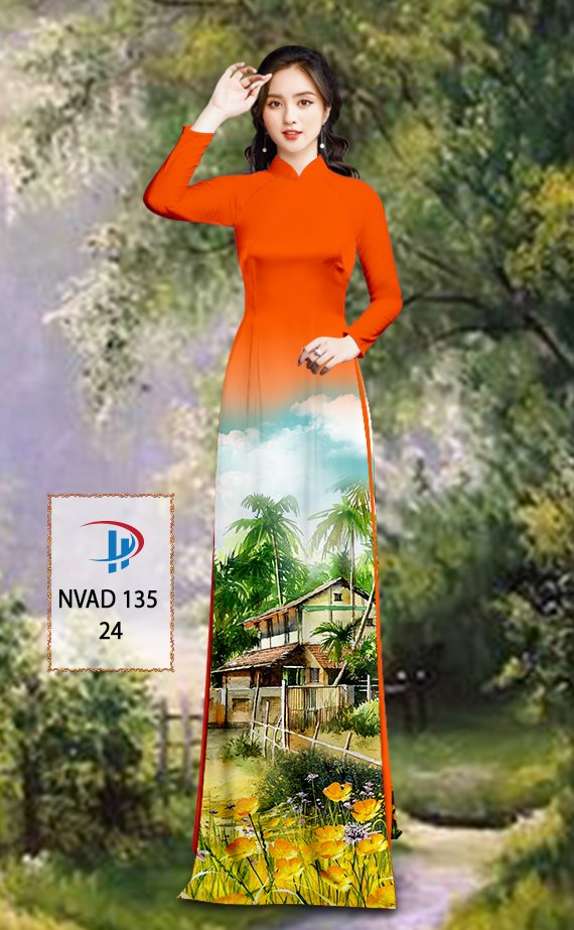 Vải Áo Dài Phong Cảnh Thiết Kế 2021 AD NVAD135