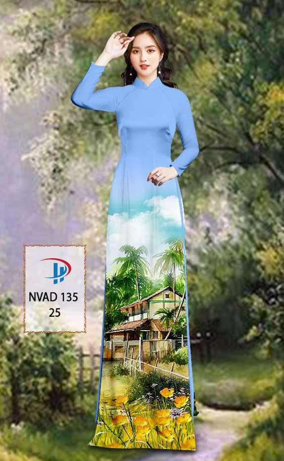 Vải Áo Dài Phong Cảnh Thiết Kế 2021 AD NVAD135