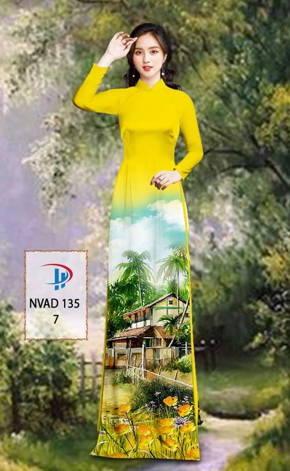 Vải Áo Dài Phong Cảnh Thiết Kế 2021 AD NVAD135
