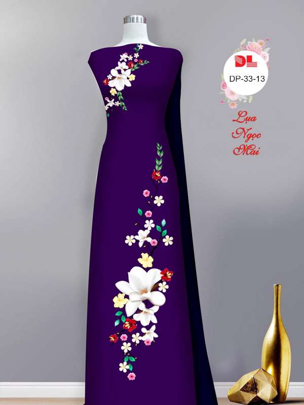 Vải Áo Dài Hoa In 3D Mới Ra AD DP33