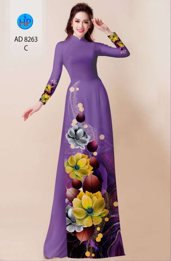 Vải Áo Dài Hoa In 3D Độc Đáo AD 8263 43 Vải Áo Dài Hoa In 3D Độc Đáo AD 8263
