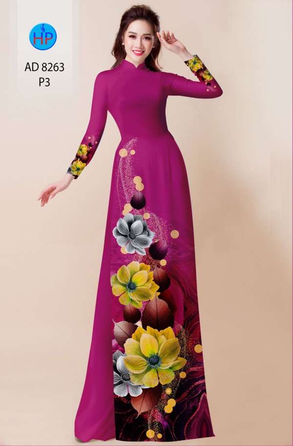 Vải Áo Dài Hoa In 3D Độc Đáo AD 8263 42 Vải Áo Dài Hoa In 3D Độc Đáo AD 8263