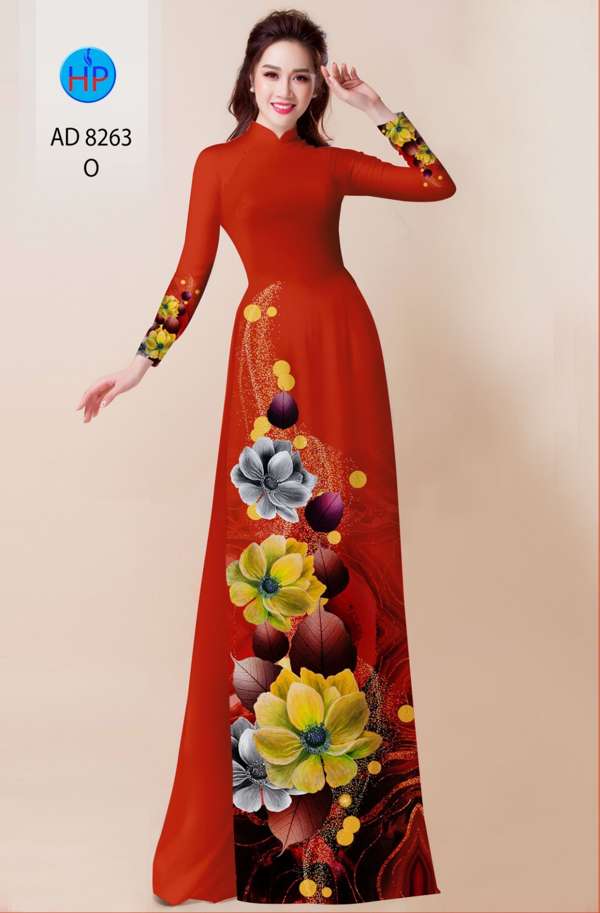 Vải Áo Dài Hoa In 3D Độc Đáo AD 8263 40 Vải Áo Dài Hoa In 3D Độc Đáo AD 8263