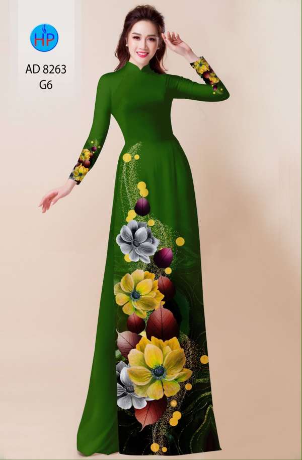 Vải Áo Dài Hoa In 3D Độc Đáo AD 8263 47 Vải Áo Dài Hoa In 3D Độc Đáo AD 8263