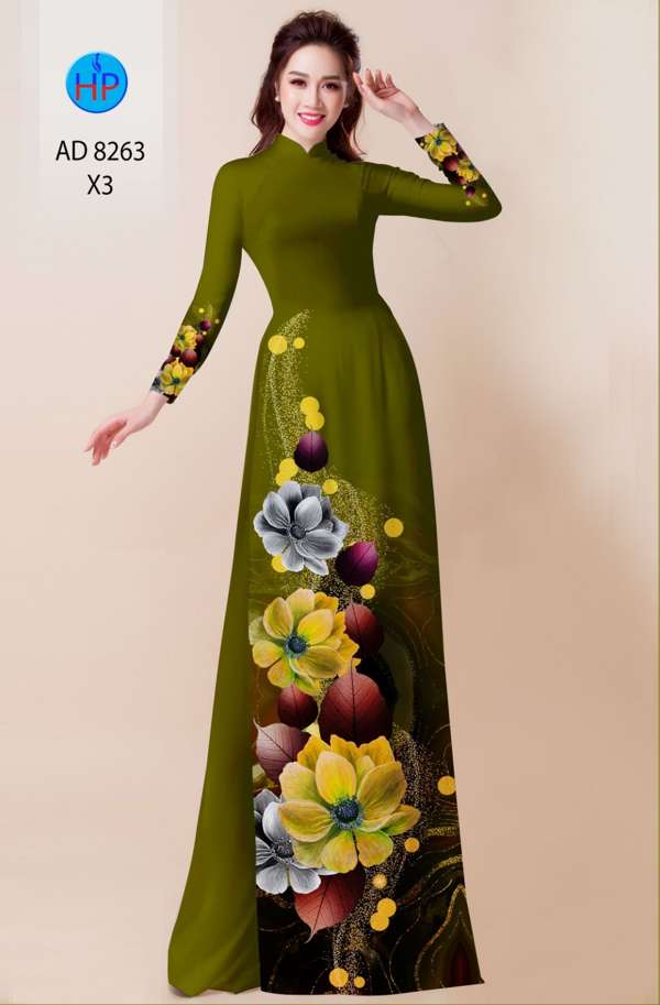 Vải Áo Dài Hoa In 3D Độc Đáo AD 8263 51 Vải Áo Dài Hoa In 3D Độc Đáo AD 8263