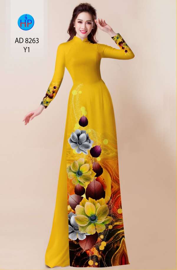 Vải Áo Dài Hoa In 3D Độc Đáo AD 8263 48 Vải Áo Dài Hoa In 3D Độc Đáo AD 8263