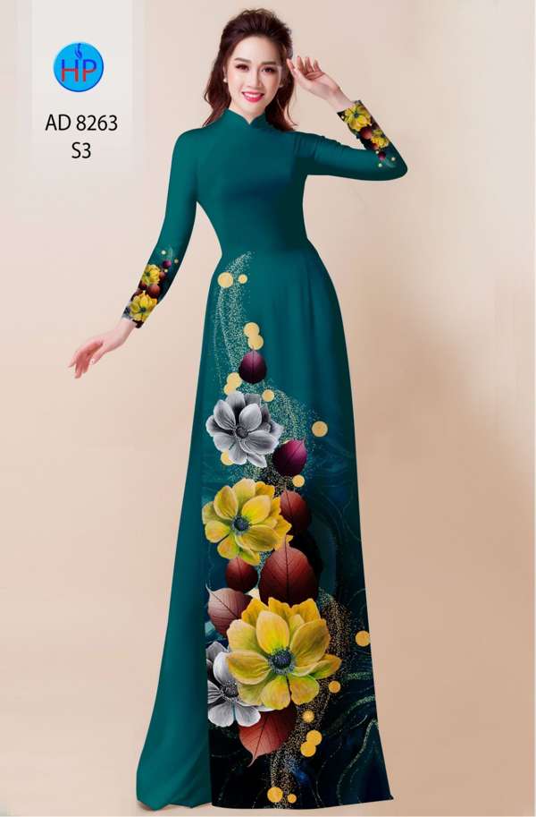 Vải Áo Dài Hoa In 3D Độc Đáo AD 8263 52 Vải Áo Dài Hoa In 3D Độc Đáo AD 8263