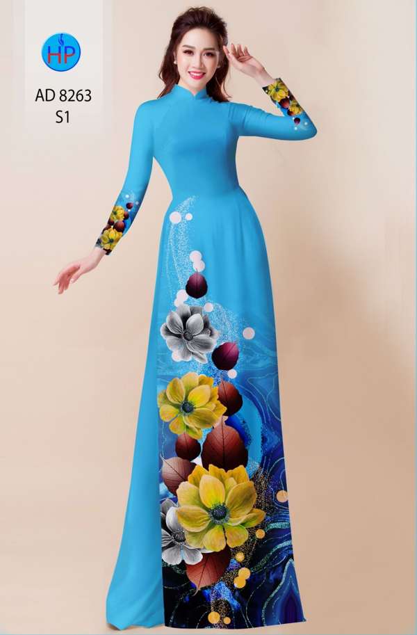 Vải Áo Dài Hoa In 3D Độc Đáo AD 8263 55 Vải Áo Dài Hoa In 3D Độc Đáo AD 8263
