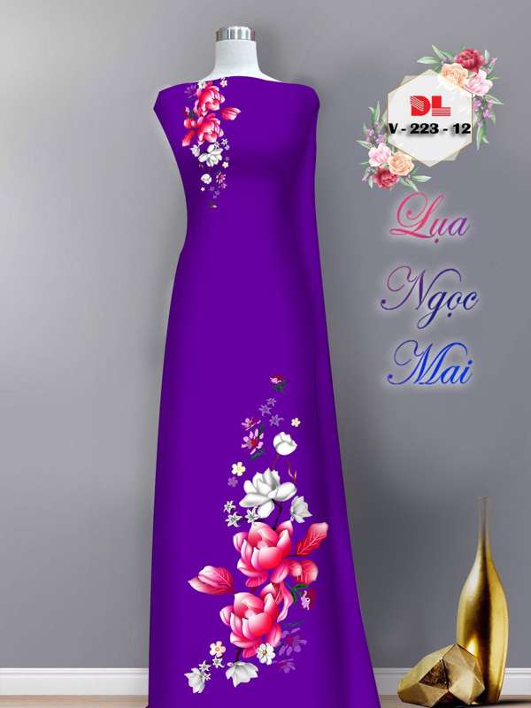 Vải Áo Dài Hoa In 3D Mới Ra AD V223