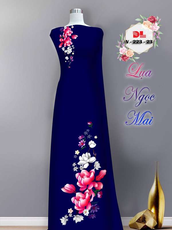 Vải Áo Dài Hoa In 3D Mới Ra AD V223
