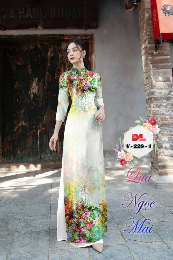 Vải Áo Dài Hoa In 3D Kiểu Mới AD V228 22 Vải Áo Dài Hoa In 3D Kiểu Mới AD V228