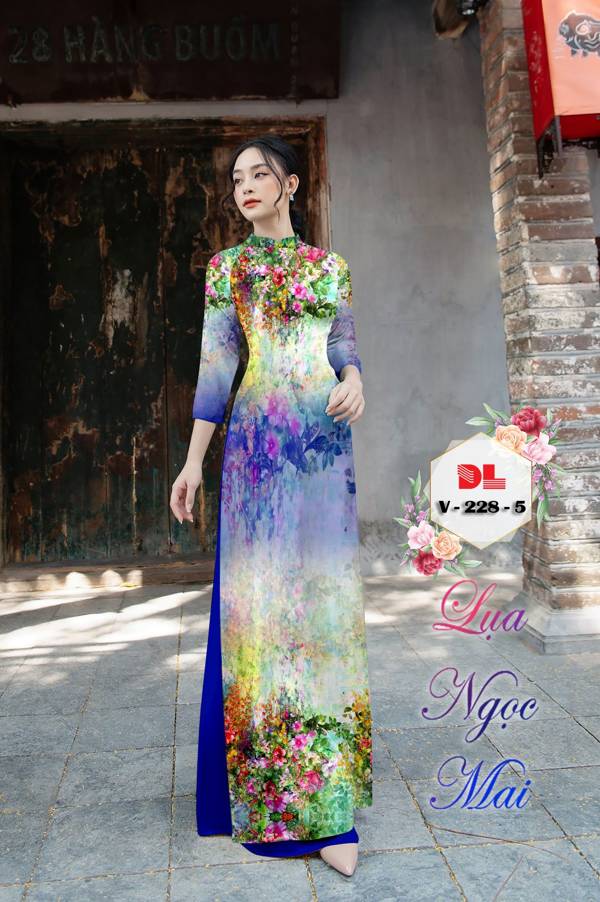 Vải Áo Dài Hoa In 3D Kiểu Mới AD V228 26 Vải Áo Dài Hoa In 3D Kiểu Mới AD V228