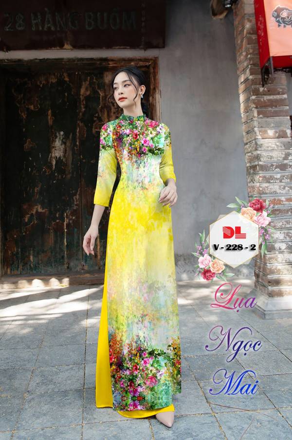 Vải Áo Dài Hoa In 3D Kiểu Mới AD V228 23 Vải Áo Dài Hoa In 3D Kiểu Mới AD V228