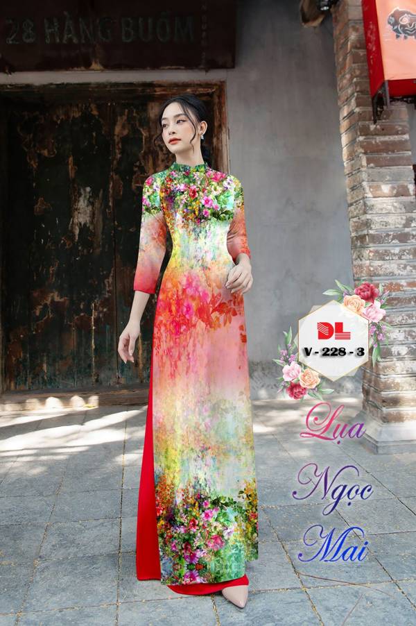 Vải Áo Dài Hoa In 3D Kiểu Mới AD V228 24 Vải Áo Dài Hoa In 3D Kiểu Mới AD V228