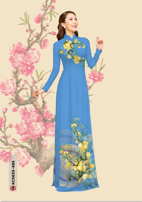 Vải Áo Dài Hoa Mai Vừa Ra AD KC5655 40 Vải Áo Dài Hoa Mai Vừa Ra AD KC5655