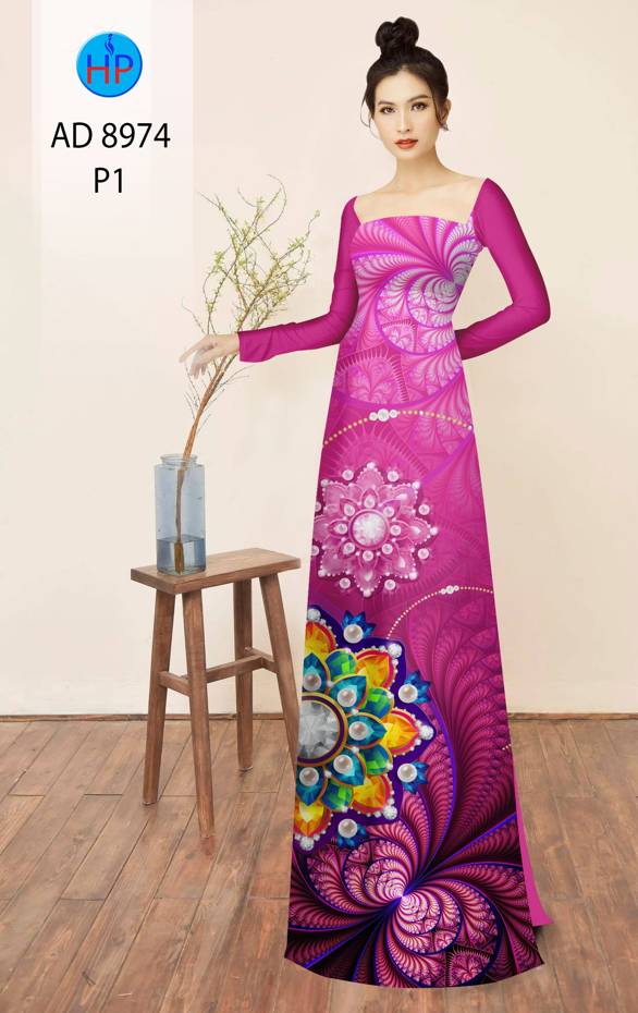 Vải Áo Dài Hoa In 3D Thiết Kế 2021 AD 8974 44 Vải Áo Dài Hoa In 3D Thiết Kế 2021 AD 8974