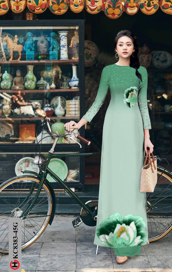 Vải Áo Dài Hoa Sen Thiết Kế 2021 AD KC8383