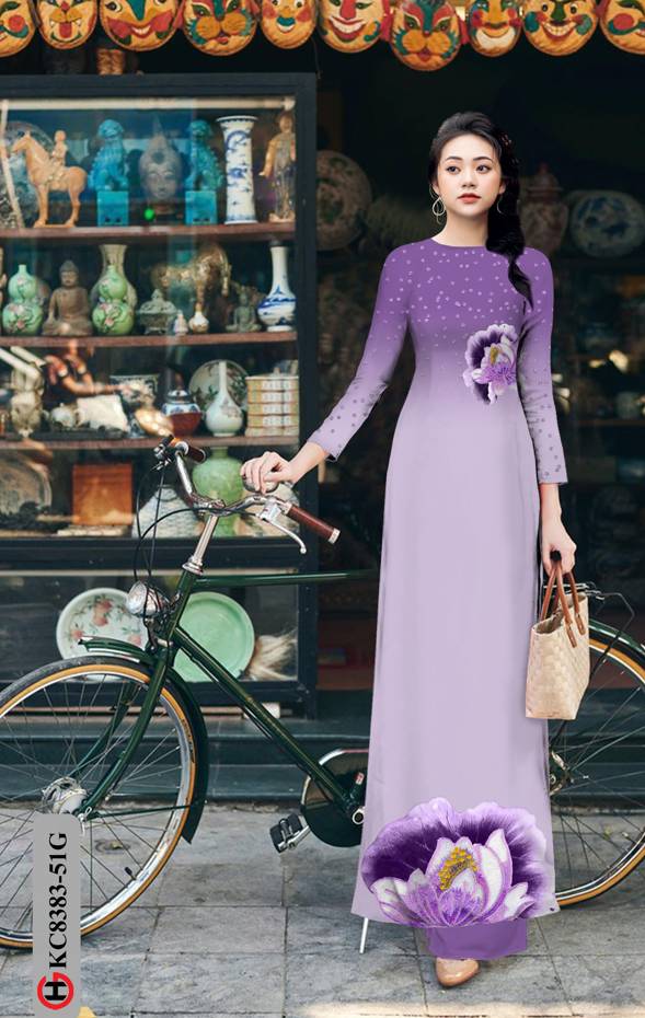 Vải Áo Dài Hoa Sen Thiết Kế 2021 AD KC8383