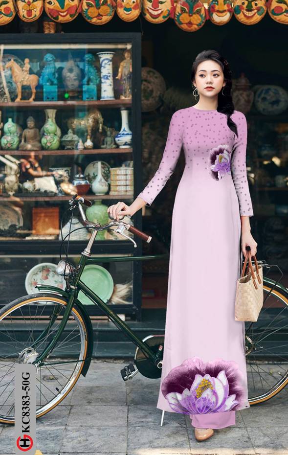 Vải Áo Dài Hoa Sen Thiết Kế 2021 AD KC8383