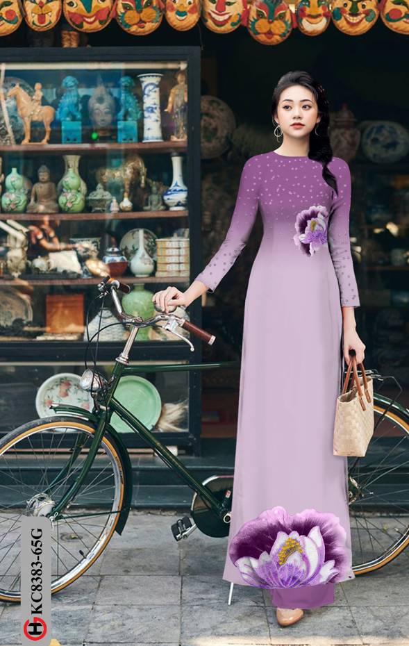 Vải Áo Dài Hoa Sen Thiết Kế 2021 AD KC8383