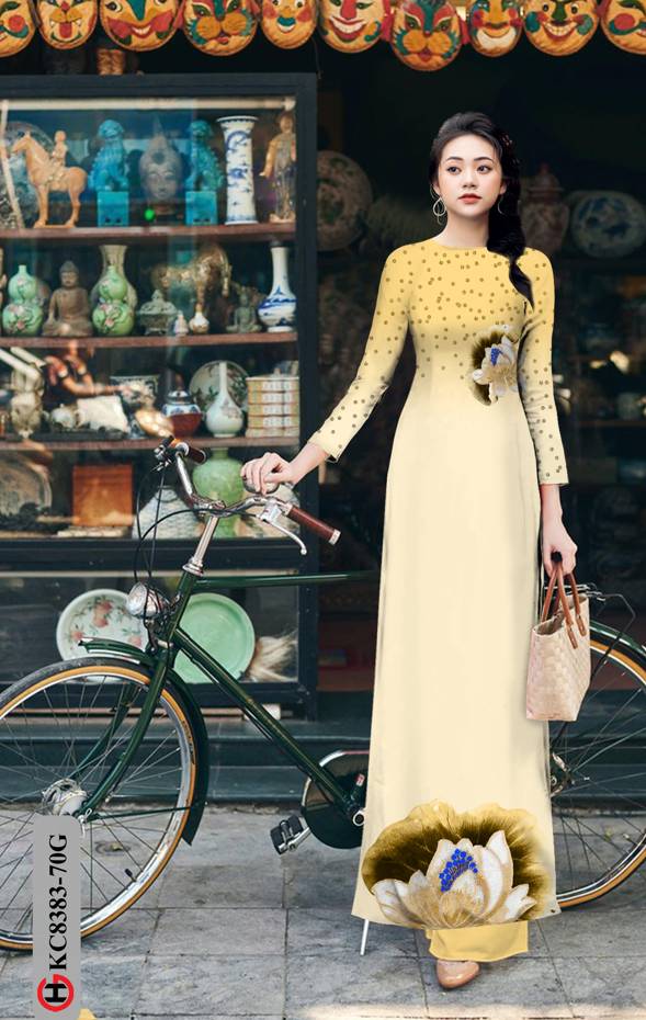 Vải Áo Dài Hoa Sen Thiết Kế 2021 AD KC8383