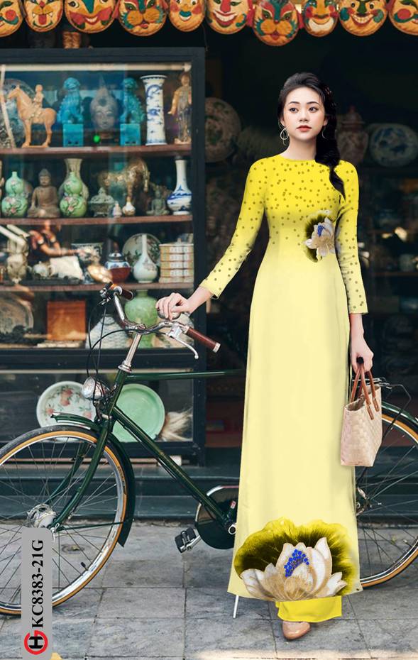 Vải Áo Dài Hoa Sen Thiết Kế 2021 AD KC8383