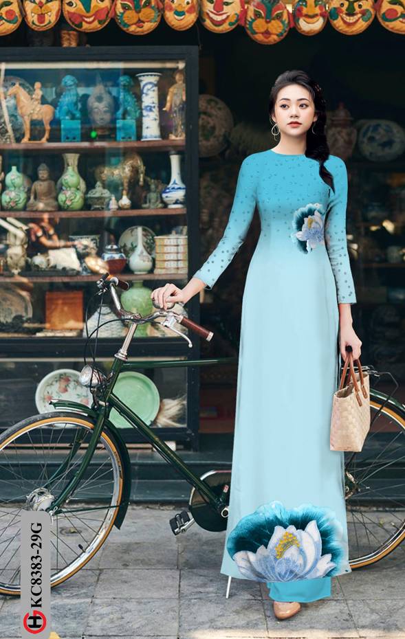 Vải Áo Dài Hoa Sen Thiết Kế 2021 AD KC8383