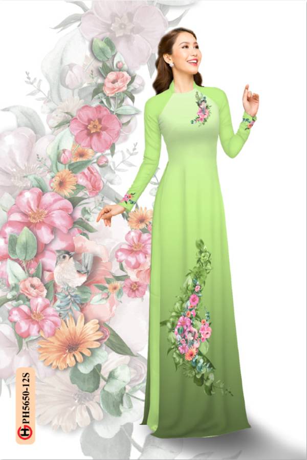 Vải Áo Dài Hoa In 3D Độc Đáo AD PH5650 33 Vải Áo Dài Hoa In 3D Độc Đáo AD PH5650