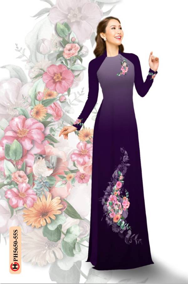 Vải Áo Dài Hoa In 3D Độc Đáo AD PH5650 38 Vải Áo Dài Hoa In 3D Độc Đáo AD PH5650