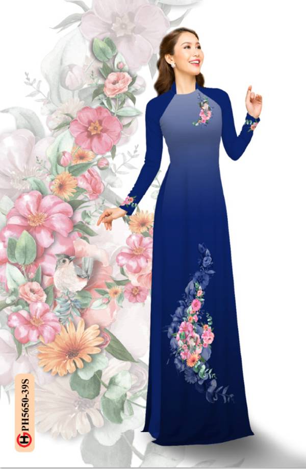 Vải Áo Dài Hoa In 3D Độc Đáo AD PH5650 40 Vải Áo Dài Hoa In 3D Độc Đáo AD PH5650