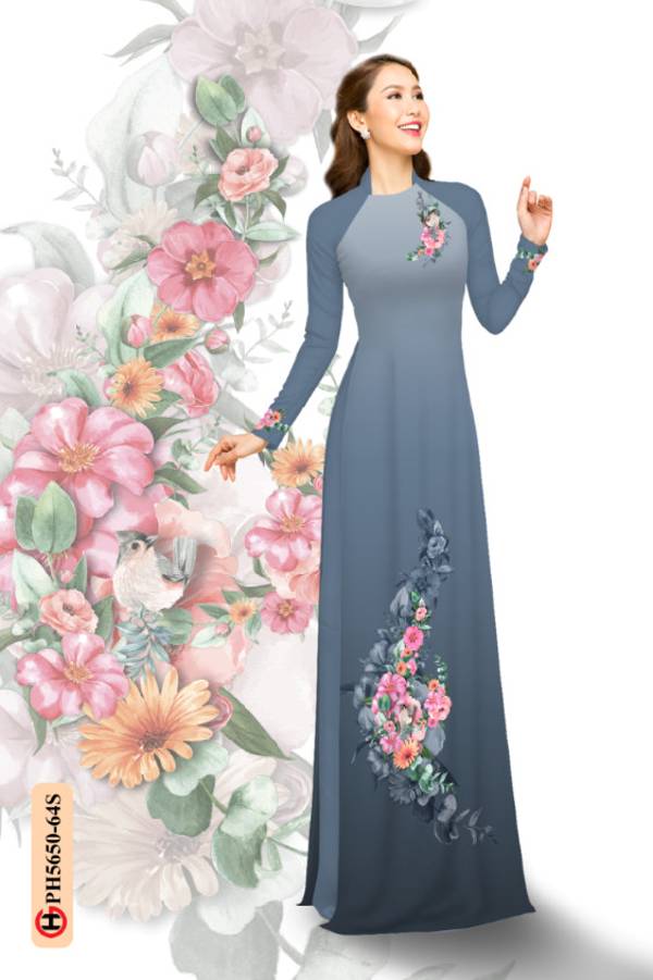 Vải Áo Dài Hoa In 3D Độc Đáo AD PH5650 37 Vải Áo Dài Hoa In 3D Độc Đáo AD PH5650