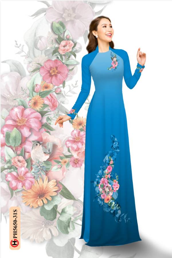 Vải Áo Dài Hoa In 3D Độc Đáo AD PH5650 41 Vải Áo Dài Hoa In 3D Độc Đáo AD PH5650
