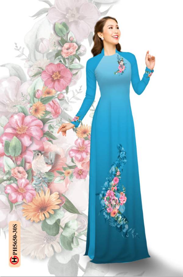Vải Áo Dài Hoa In 3D Độc Đáo AD PH5650 42 Vải Áo Dài Hoa In 3D Độc Đáo AD PH5650