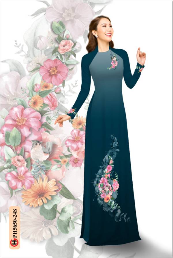 Vải Áo Dài Hoa In 3D Độc Đáo AD PH5650 43 Vải Áo Dài Hoa In 3D Độc Đáo AD PH5650