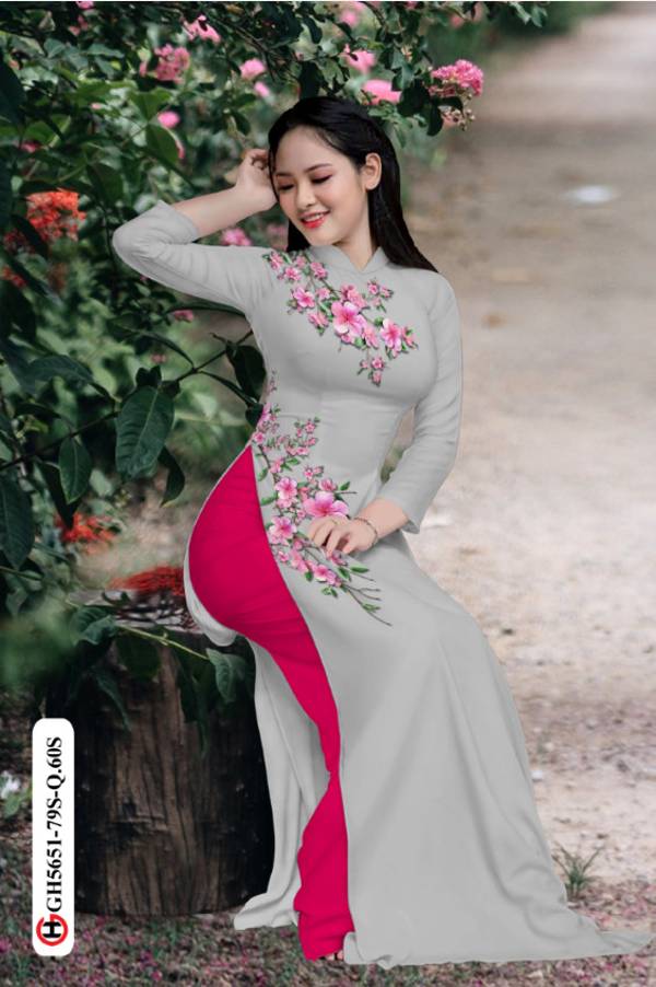 Vải Áo Dài Hoa In 3D Độc Đáo AD GH5651