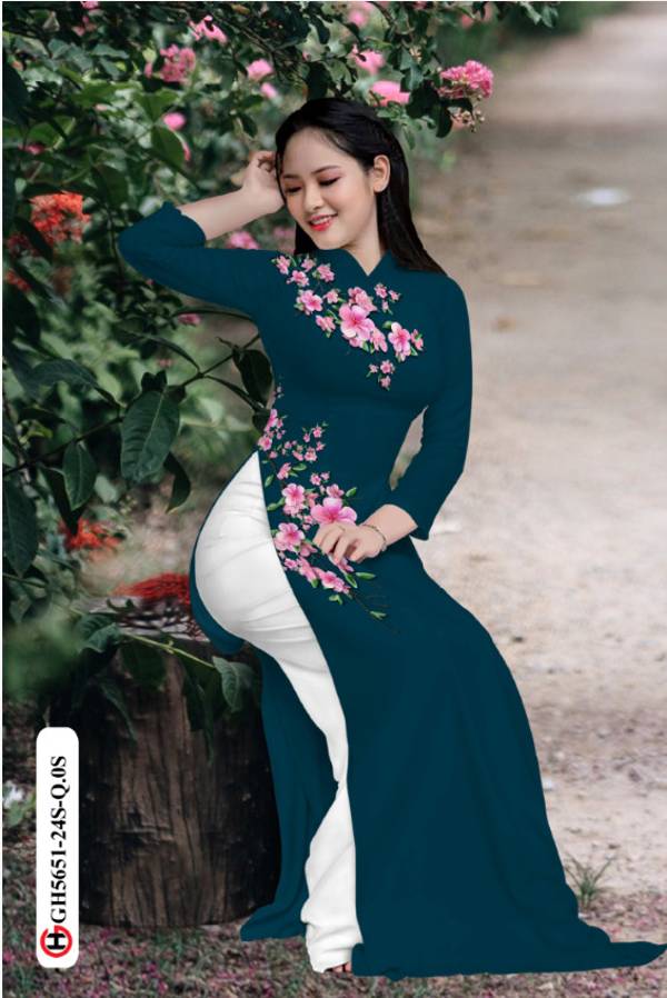 Vải Áo Dài Hoa In 3D Độc Đáo AD GH5651