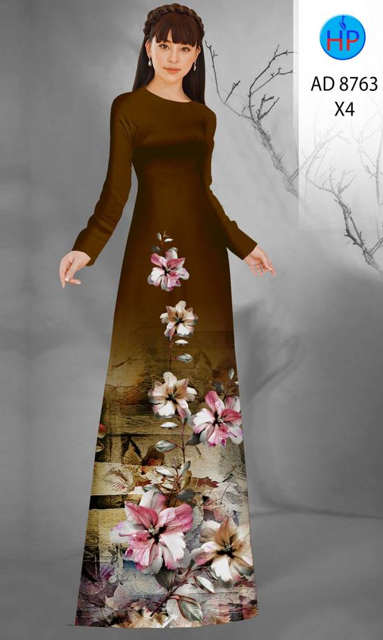 Vải Áo Dài Hoa In 3D Kiểu Mới AD 8763 38 Vải Áo Dài Hoa In 3D Kiểu Mới AD 8763