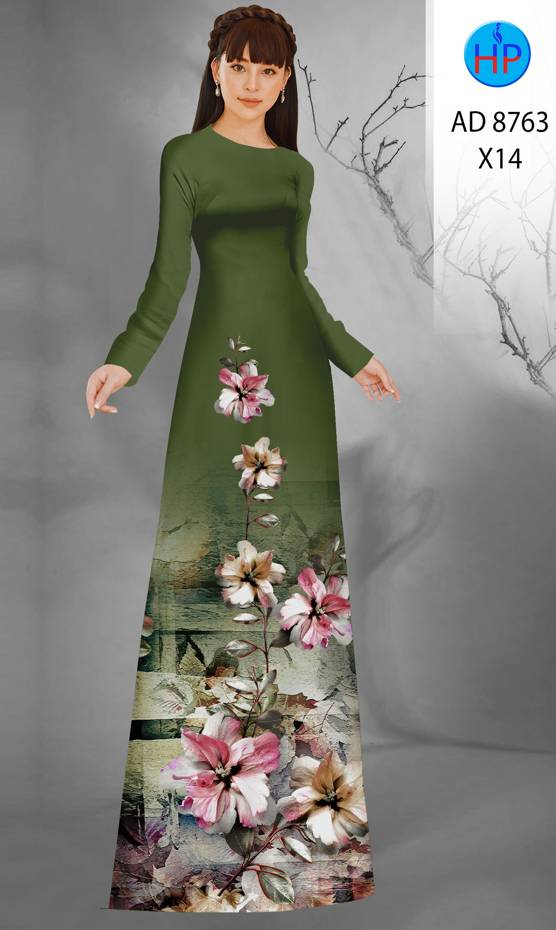 Vải Áo Dài Hoa In 3D Kiểu Mới AD 8763 40 Vải Áo Dài Hoa In 3D Kiểu Mới AD 8763