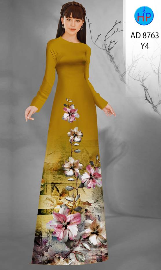 Vải Áo Dài Hoa In 3D Kiểu Mới AD 8763 41 Vải Áo Dài Hoa In 3D Kiểu Mới AD 8763