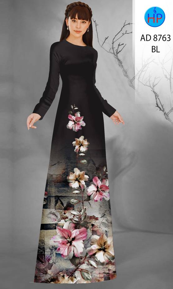 Vải Áo Dài Hoa In 3D Kiểu Mới AD 8763 47 Vải Áo Dài Hoa In 3D Kiểu Mới AD 8763