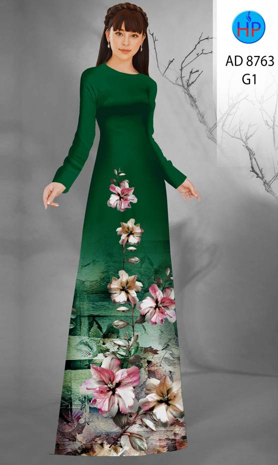 Vải Áo Dài Hoa In 3D Kiểu Mới AD 8763 46 Vải Áo Dài Hoa In 3D Kiểu Mới AD 8763