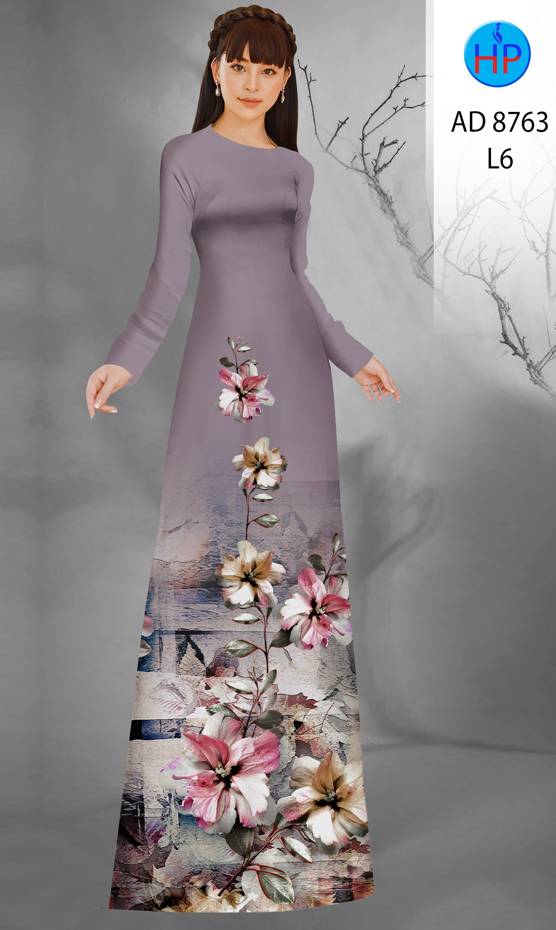 Vải Áo Dài Hoa In 3D Kiểu Mới AD 8763 51 Vải Áo Dài Hoa In 3D Kiểu Mới AD 8763